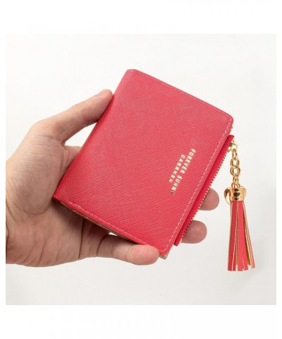 Womens Small Wallet Girls Tiny Slim Wallets Pretty Mini Card Holder Thin Short Zip Coin Purse with Love Pendant and Tassels (...