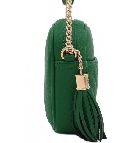 Chevron Quilted Crossbody Camera Bag with Chain Strap and Tassel Kelly Green $12.01 Crossbody Bags