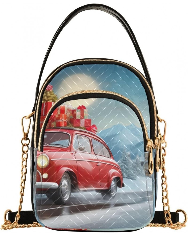 Christmas Vintage Red Car Crossbody Bags for Women Crossbody Purses Cellphone Wallet Bag with Chain Strap for Travel Women $1...