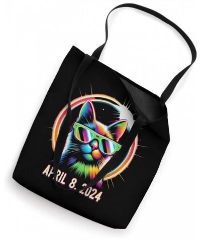 Solar Eclipse 2024 Cat Wearing Neon Rainbow Glasses Tote Bag $12.69 Totes