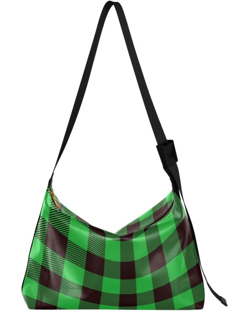 Buffalo Plaid Green Black Womens Purses Crossbody Adults Anti Theft Crossbody Bag Trendy Side Bag $17.48 Hobo Bags