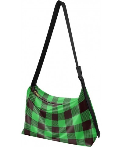 Buffalo Plaid Green Black Womens Purses Crossbody Adults Anti Theft Crossbody Bag Trendy Side Bag $17.48 Hobo Bags