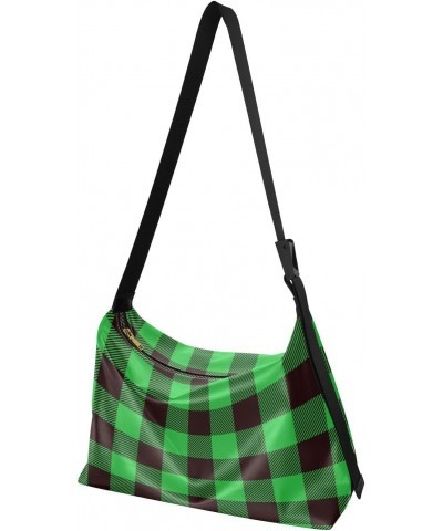 Buffalo Plaid Green Black Womens Purses Crossbody Adults Anti Theft Crossbody Bag Trendy Side Bag $17.48 Hobo Bags