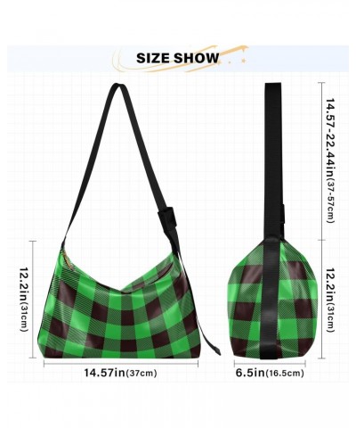 Buffalo Plaid Green Black Womens Purses Crossbody Adults Anti Theft Crossbody Bag Trendy Side Bag $17.48 Hobo Bags