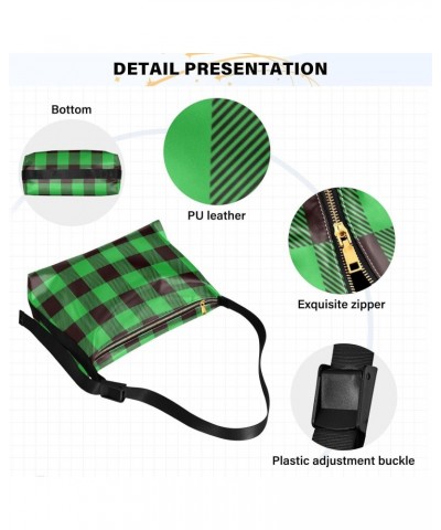 Buffalo Plaid Green Black Womens Purses Crossbody Adults Anti Theft Crossbody Bag Trendy Side Bag $17.48 Hobo Bags