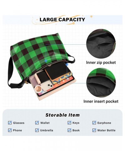 Buffalo Plaid Green Black Womens Purses Crossbody Adults Anti Theft Crossbody Bag Trendy Side Bag $17.48 Hobo Bags