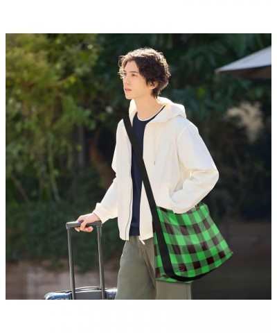 Buffalo Plaid Green Black Womens Purses Crossbody Adults Anti Theft Crossbody Bag Trendy Side Bag $17.48 Hobo Bags