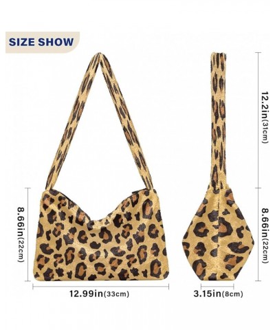 Leopard Print Design One Shoulder Purse, Fluffy Tote Women Designers Hobo Bags Leopard Animal Print2 $8.82 Totes