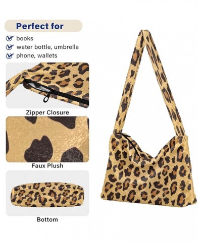 Leopard Print Design One Shoulder Purse, Fluffy Tote Women Designers Hobo Bags Leopard Animal Print2 $8.82 Totes