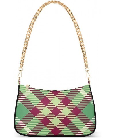 Shoulder Bags for Women, Geometric Plaid Hobo Tote Handbag, Retro Chain Bag Purse with Zipper Color07 $16.79 Shoulder Bags