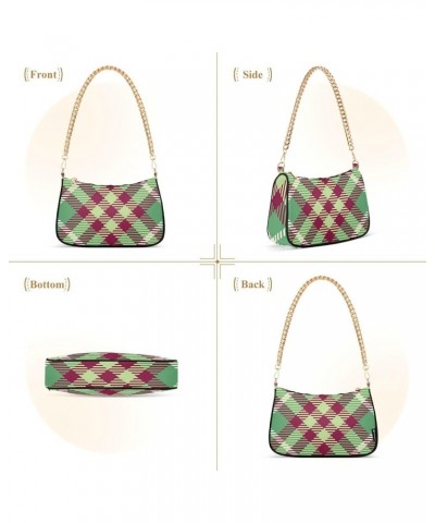 Shoulder Bags for Women, Geometric Plaid Hobo Tote Handbag, Retro Chain Bag Purse with Zipper Color07 $16.79 Shoulder Bags