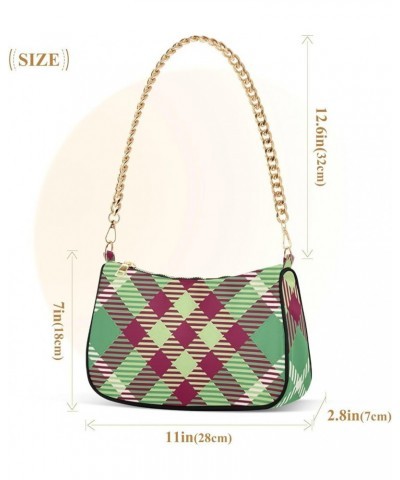 Shoulder Bags for Women, Geometric Plaid Hobo Tote Handbag, Retro Chain Bag Purse with Zipper Color07 $16.79 Shoulder Bags