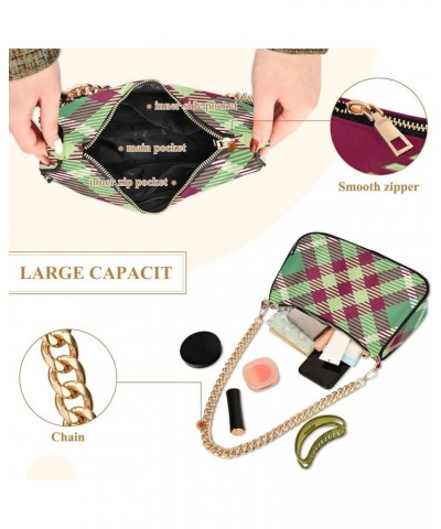 Shoulder Bags for Women, Geometric Plaid Hobo Tote Handbag, Retro Chain Bag Purse with Zipper Color07 $16.79 Shoulder Bags