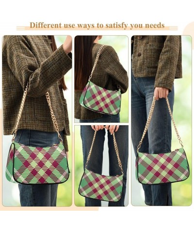 Shoulder Bags for Women, Geometric Plaid Hobo Tote Handbag, Retro Chain Bag Purse with Zipper Color07 $16.79 Shoulder Bags