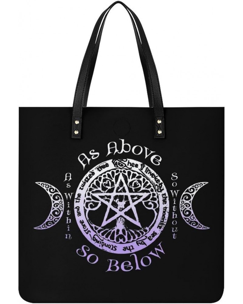 Triple Moon Goddess Wiccan Pagan Witch Women Tote Bags Top Handle Satchel Handbags PU Faux Leather Tassel Shoulder Purse $22....