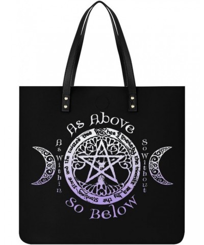 Triple Moon Goddess Wiccan Pagan Witch Women Tote Bags Top Handle Satchel Handbags PU Faux Leather Tassel Shoulder Purse $22....