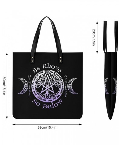 Triple Moon Goddess Wiccan Pagan Witch Women Tote Bags Top Handle Satchel Handbags PU Faux Leather Tassel Shoulder Purse $22....