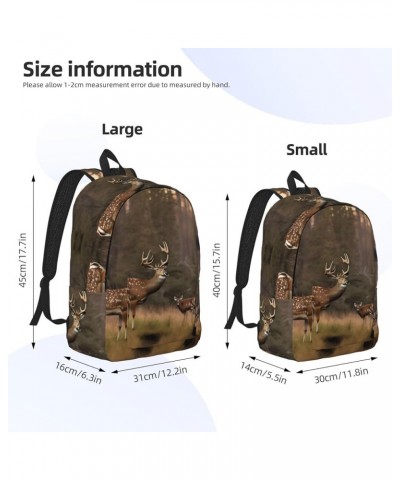 Deer Hunting Print Unisex Canvas Bag Canvas Shoulder Pouch Pack Lightweight Backpack For Woman Lady Black Small $21.56 Backpacks