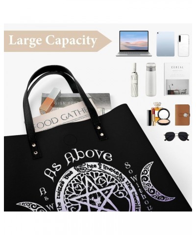 Triple Moon Goddess Wiccan Pagan Witch Women Tote Bags Top Handle Satchel Handbags PU Faux Leather Tassel Shoulder Purse $22....