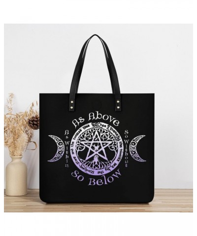 Triple Moon Goddess Wiccan Pagan Witch Women Tote Bags Top Handle Satchel Handbags PU Faux Leather Tassel Shoulder Purse $22....