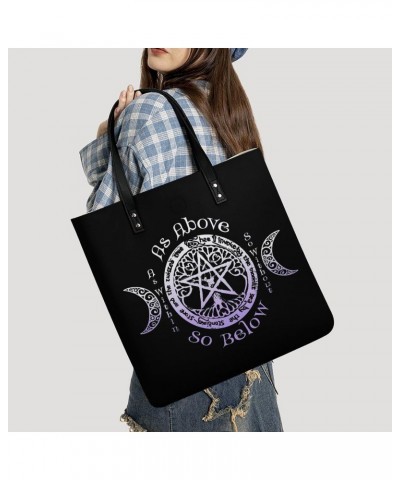 Triple Moon Goddess Wiccan Pagan Witch Women Tote Bags Top Handle Satchel Handbags PU Faux Leather Tassel Shoulder Purse $22....