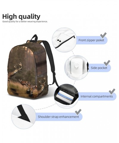 Deer Hunting Print Unisex Canvas Bag Canvas Shoulder Pouch Pack Lightweight Backpack For Woman Lady Black Small $21.56 Backpacks