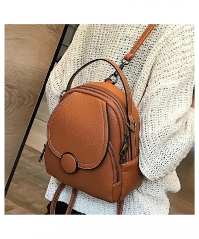 Fashion Women Leather Backpack Mini Soft Backpack Female Ladies Shoulder Bag For Women (Color : Brown, Size : 9 * 8 * 3inch) ...