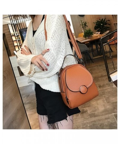 Fashion Women Leather Backpack Mini Soft Backpack Female Ladies Shoulder Bag For Women (Color : Brown, Size : 9 * 8 * 3inch) ...