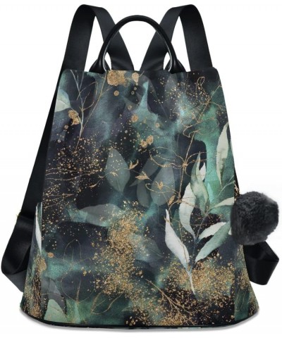 Feathers Squares Print Backpack Purse for Women Fashion Rucksack Anti Theft Handbag Travel Bag Green Floral Branch $17.49 Bac...