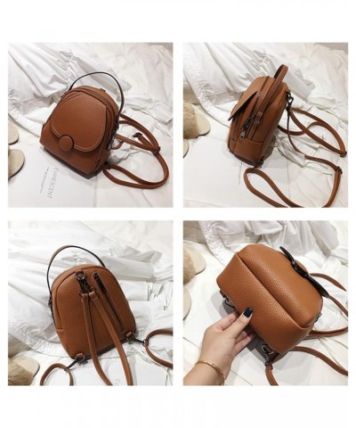 Fashion Women Leather Backpack Mini Soft Backpack Female Ladies Shoulder Bag For Women (Color : Brown, Size : 9 * 8 * 3inch) ...