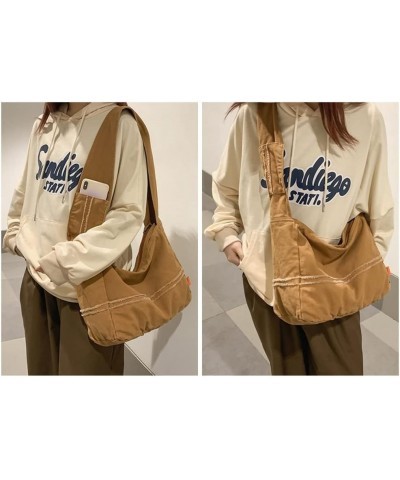 Canvas Messenger Bag Zipper Shoulder Bag for Women Trendy Hobo Bag Fashion Crossbody Bag Casual Work Shopping Brown $10.08 Ho...