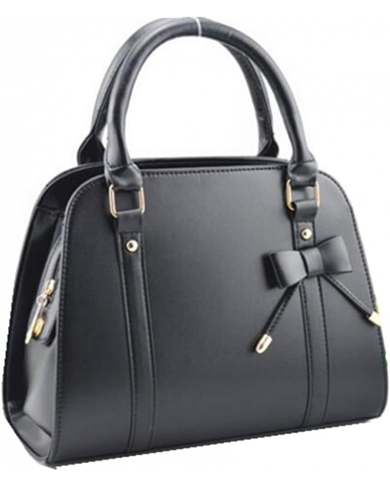 Women's Ladies PU Leather Shoulder With Bow Decoration Top-handle Handle Bags Satchel Tote Purse Crossboby Black Black $20.79...