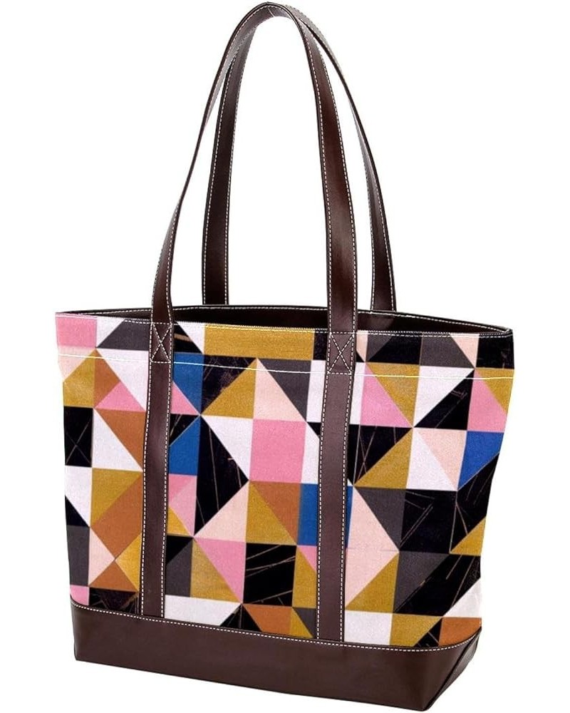 Tote Bag, Large Tote Bag, Tote Bag with Zipper, Modern Cartoon Geometric Pattern Rainbow, Tote Bags Women Design 13689 $20.63...