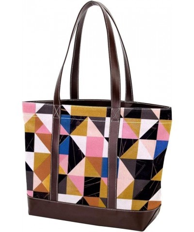 Tote Bag, Large Tote Bag, Tote Bag with Zipper, Modern Cartoon Geometric Pattern Rainbow, Tote Bags Women Design 13689 $20.63...