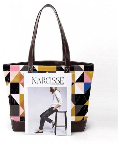 Tote Bag, Large Tote Bag, Tote Bag with Zipper, Modern Cartoon Geometric Pattern Rainbow, Tote Bags Women Design 13689 $20.63...