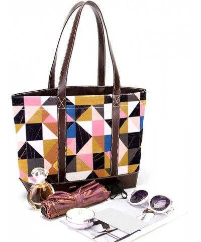 Tote Bag, Large Tote Bag, Tote Bag with Zipper, Modern Cartoon Geometric Pattern Rainbow, Tote Bags Women Design 13689 $20.63...