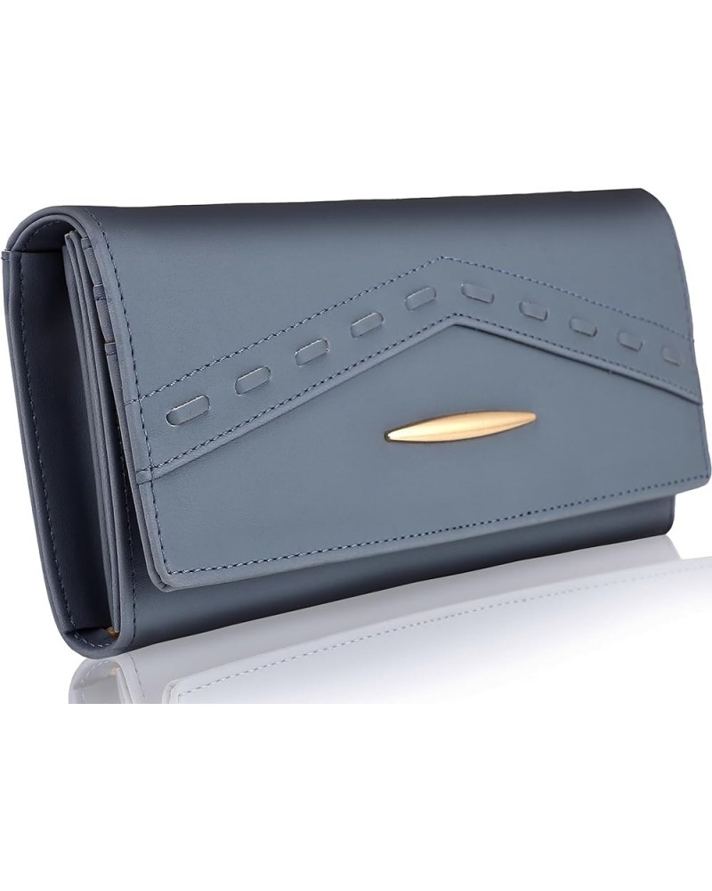 Women's and Girls Synthetic Faux-Leather Wallet Purses Clutch 6 Multiples Cards Slots, Sedona Gold, Classic Light Sky Blue $1...