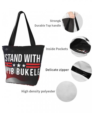 I Stands With Bukele Fashion Shoulder Bag Large Capacity For Man Or Woman $19.12 Totes