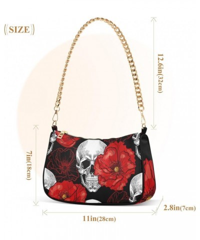 Clutch Shoulder Bags Tote Evening Purse Handbags for Women Hobo Bags Skull Red Poppy Flower Floral with Zipper Closure $15.68...