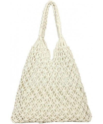 Womens Mesh Straw Bag Woven Beach Bag Fishing Net Tote Bag Large Capacity Hobo Bag Shoulder Bag Holiday Summer Casual White $...