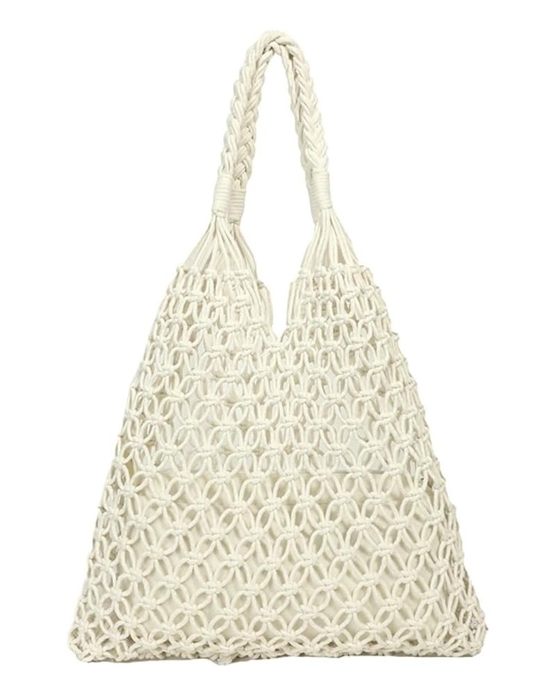 Womens Mesh Straw Bag Woven Beach Bag Fishing Net Tote Bag Large Capacity Hobo Bag Shoulder Bag Holiday Summer Casual White $...