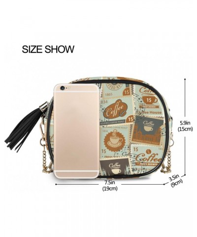 Women's Coffee Vintage Poster Coffee Cup Crossbody Bag Fashion Purses Bag Cross Body Bag Shoulder Handbag with Adjustable Cha...