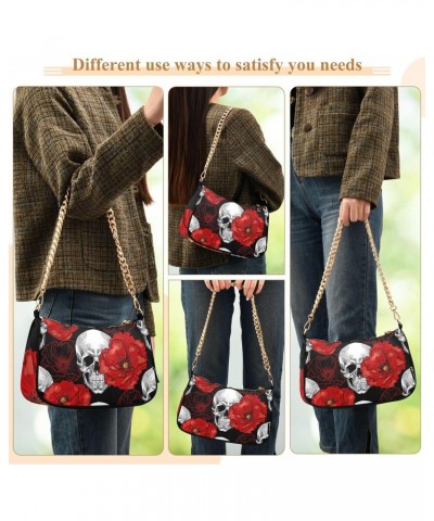 Clutch Shoulder Bags Tote Evening Purse Handbags for Women Hobo Bags Skull Red Poppy Flower Floral with Zipper Closure $15.68...