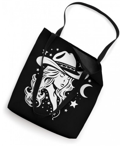 Celestial Cowgirl and Crescent Moon, Starry Cowgirl Design Tote Bag $11.50 Totes