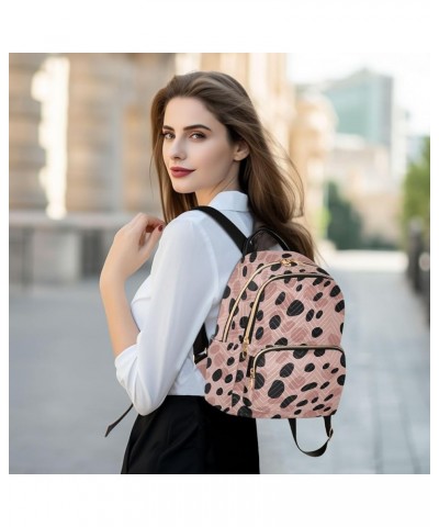 Pink Leopard Print Pattern Backpack Purse for Women Small Travel Bag Fashion Daypack M 202a3478 S(10.23"x5.11"x12.59") 202a34...