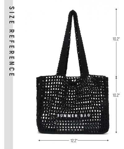 Crochet Beach Tote Bag Summer Beach Bag for Women Large Knit Totes Black $10.17 Totes