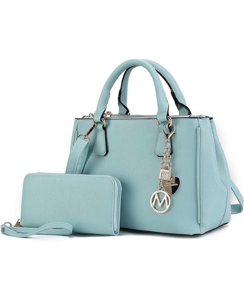 Satchel Bags for Women With Wristlet Wallet, Vegan Leather Shoulder Pocketbook Handbag Purse Ruth Seafoam $34.50 Satchels