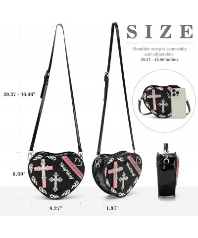 Women Gothic Punk Crossbody Bag Cute Heart Shaped Studded Shoulder Bag Purse 02 Black $11.60 Shoulder Bags