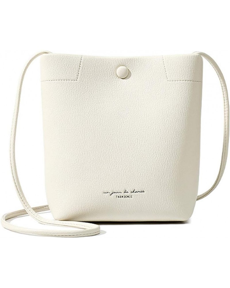 Women Bucket Bag Faux Leather Crossbody Shoulder Bag Small Tote Purse Cream $19.87 Totes