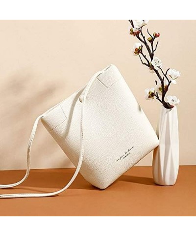 Women Bucket Bag Faux Leather Crossbody Shoulder Bag Small Tote Purse Cream $19.87 Totes